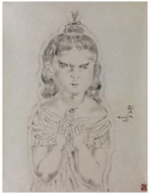 La Fille Avec L'oiseau by Tsuguharu FOUJITA