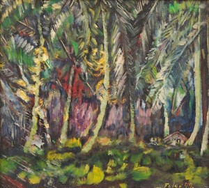 Palm Trees At Night by Karoly FULOP - auction artwork with signature