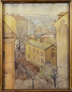 Stockholmsmotiv (utsikt Från Bergsgatan 16 över Parmmätargatan) by Ingegerd BESKOW