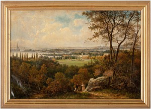 Landskap Med Vy över Stad Och Residens by Ferdinand KIESLING - auction artwork with signature