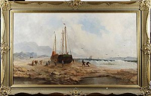 Kustbild Med Fartyg by Georges STANLEY - auction artwork with signature
