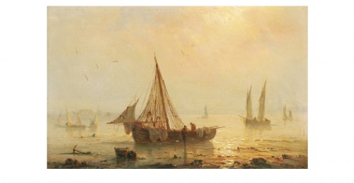 Fiskebåtar Vid Strand by Henriette Herminie GUDIN