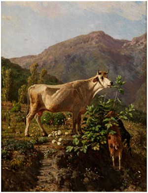 Kuh Und Zwei Geissen Im Hochgebirge by Simone CAMPANILE - auction artwork with signature