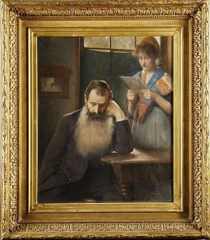 Interiör Med Läsande Kvinna by Agustin ZVILLER - auction artwork with signature