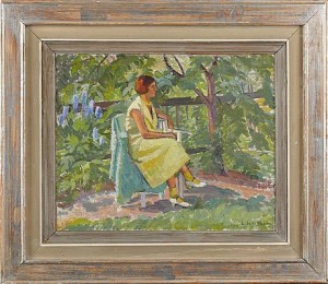 Dam I Trädgården by Eva SCHILLBERG - auction artwork with signature