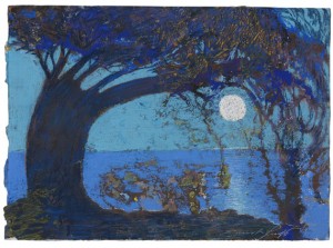 Mond über Dem See by Ernst FUCHS