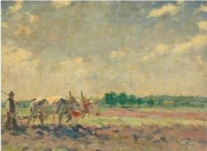 Plowing by Jòzsef CSILLAG - auction artwork with signature