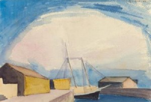 Sailboat (lumber Schooner And Wharves) by George Copeland AULT
