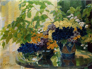 Blumenstilleben Mit Primeln Und Enzian by Anna GASTEIGER - auction artwork with signature