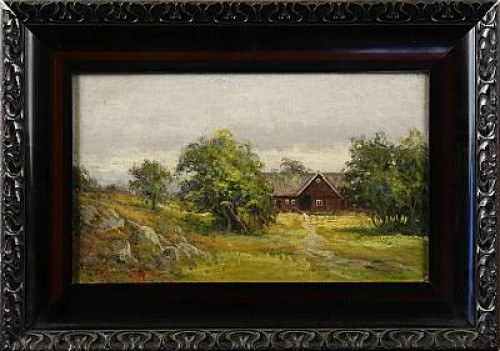 Röd Stuga I Landskap by Severin NILSON