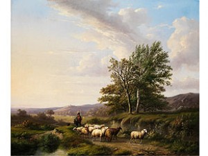 Hohlweg In Weiter Hügeliger Landschaft by Eugène VERBOECKHOVEN