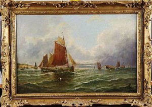 Fiskebåtar På Hav by Joel OWEN - auction artwork with signature