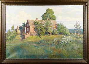 Röd Stuga I Solnedgång by Nils OLSSON