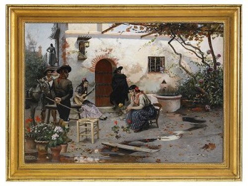 Spanskt Torg Med Musikanter - Granada by Hugo BIRGER