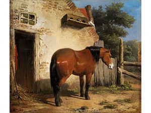 Braunes Pferd Vor Altem Stallgebäude by Jean Louis Van KUYCK - auction artwork with signature