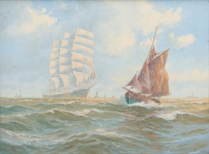 Ships At Roadstead by Adolf BOCK