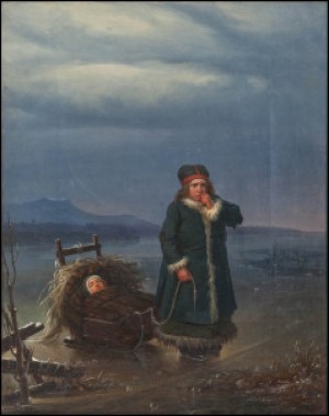 Barn Med Släde På Isen by Robert Wilhelm EKMAN