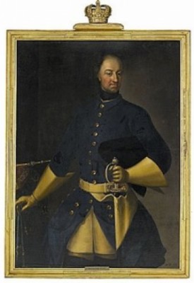 Porträtt Av Karl Xii (1682-1718) Iklädd Blå Uniformsrock Med Värja Och Trikorn Stödd Mot Bord Med Regalier - Stående Knästycke Av Lundatypen by David Von KRAFFT