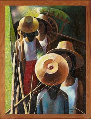Fem Flickor I Hatt by Soonpongsri KAMCHORN - auction artwork with signature