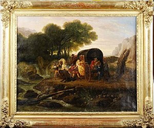 Diligensen Plundras by BERGERET - auction artwork with signature