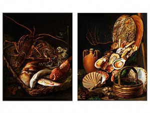 Fischstilleben Mit Hummer Sowie Muschelstilleben Mit Koralle by Gennaro GUGLIELMI