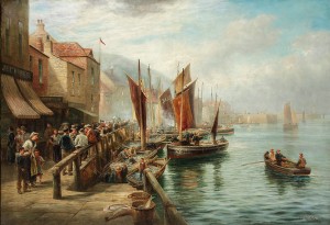 The Qay Side. Whitby. L. Market. Sheffield by Joseph Wrightson MCINTYRE