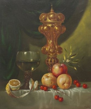 Still Life With Fruit by Andreas Gyula BUBARNIK - auction artwork with signature