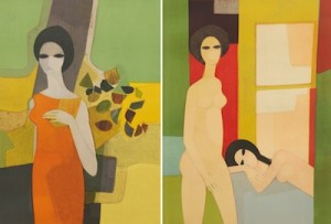 Two Color Etchings Of Figures by André MINAUX - auction artwork with signature