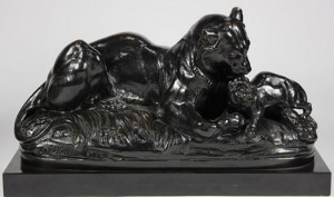 Lioness And Cub by Auguste Louis DION - auction artwork with signature