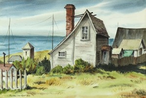 Mendocino Salt Box by Ruth CARLSON - auction artwork with signature