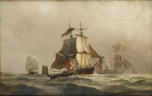 Marin Med Amerikanskflaggat Fartyg by Hans Emil JAHN