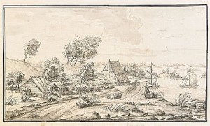 Parti Av Kustlandskap Med Figurstaffage Och Segelskutor by Fredrik Adolf Von NUMERS