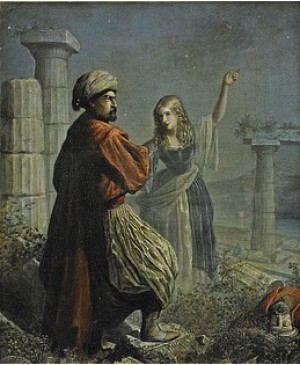 Orientalisk Man Och Flicka I Ruinlandskap by V. F. LYNN - auction artwork with signature