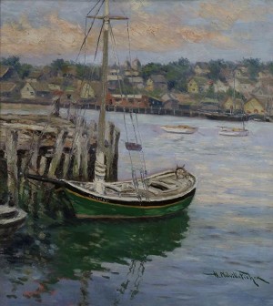 Fishing Boat At Dock by Hugo Melville FISHER - auction artwork with signature