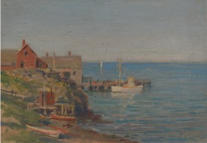 Lakeside Landscape With A Sailboat And A Pier by Joseph W. GIES
