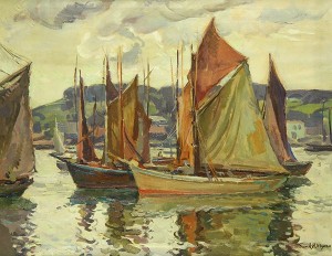 Sailboats, Gloucester, Massachusetts by Frank MEYERS - auction artwork with signature