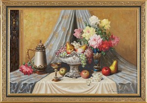 Blomsterstilleben by Bela BALOGH - auction artwork with signature