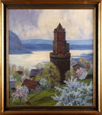 Bergslandskap Med Slott by Elfriede JUNGK - auction artwork with signature