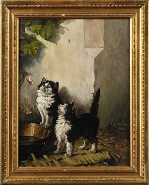 Kattungar, Signerad Einar Lind Cop 1905 by Einar LIND - auction artwork with signature