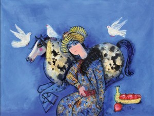 Man With Horse And Doves by Nasser OVISSI