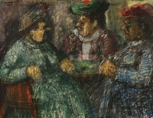 Three Women Gossiping by Benjamin D. KOPMAN - auction artwork with signature