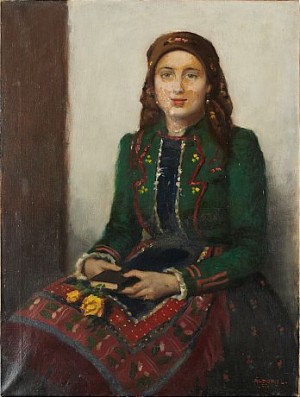 Flicka I Folkdräkt by János Lászlo ALDOR