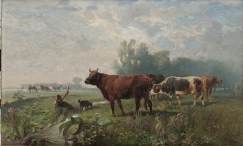 Landskap Med Kor by Hans Johann HAAG - auction artwork with signature