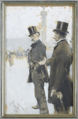 Konverserande Herrar På Place De La Bastille, Paris by Ludwig MAROLD