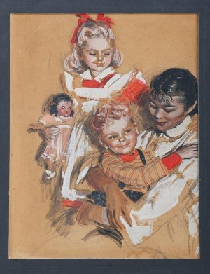 Children With Nanny by Martha SAWYERS - auction artwork with signature