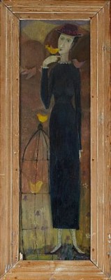 Kvinna Med Fåglar by Sonja THURBORG - auction artwork with signature