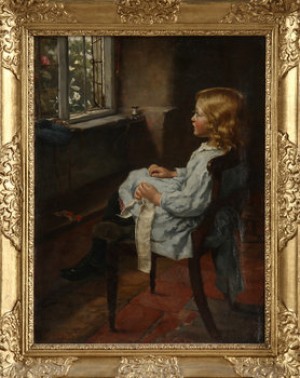 Flicka Vid Fönster by Sidney CURRIE - auction artwork with signature