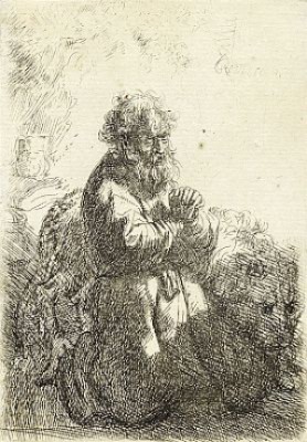 St. Jerome Kneeling In Prayer, Looking Down by Rembrandt Harmenszoon Van RIJN