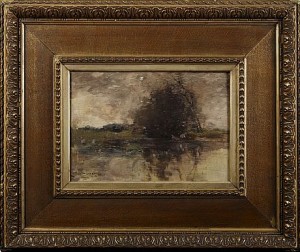Kustlandskap Med Man I Eka by William Alfred GIBSON - auction artwork with signature