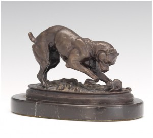 Boxer Cornering A Rat by Antoine-Louis BARYE